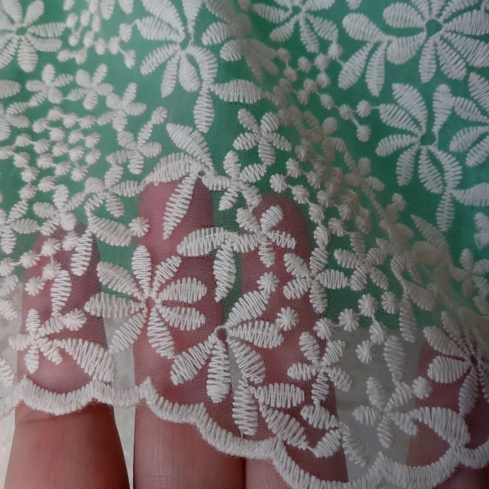Zara Embroidered Mint Floral Print A-line Skirt  Size S.